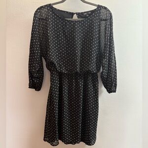 NWOT Express Black And White Dot Sheer Mini Dress S